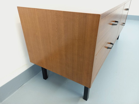 Image 1 of Small vintage modernist style sideboard in teak and metal from the 1960s