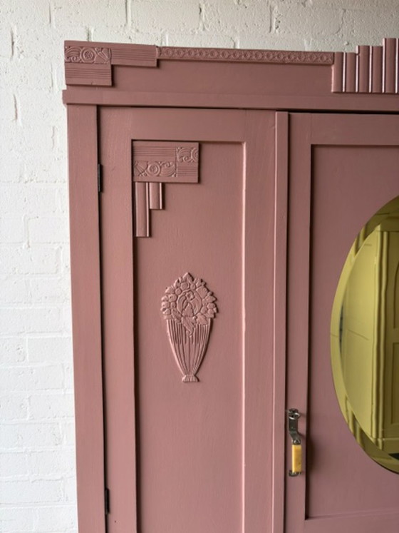 Antique vintage Art Deco wardrobe with mirror, restyled – Wood (photo 16 of 19)