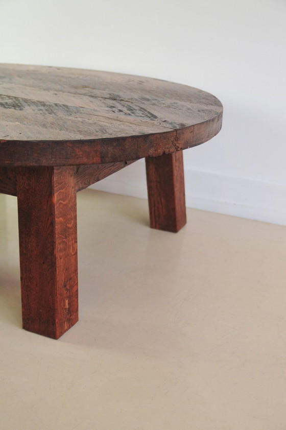 Image 1 of heavy round brutalist coffee table