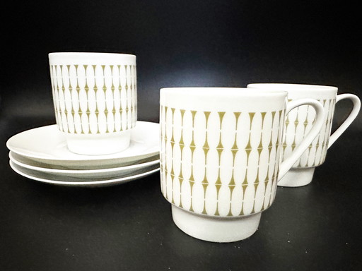 3 x coffee cups and saucers Melitta Hamburg 1970s