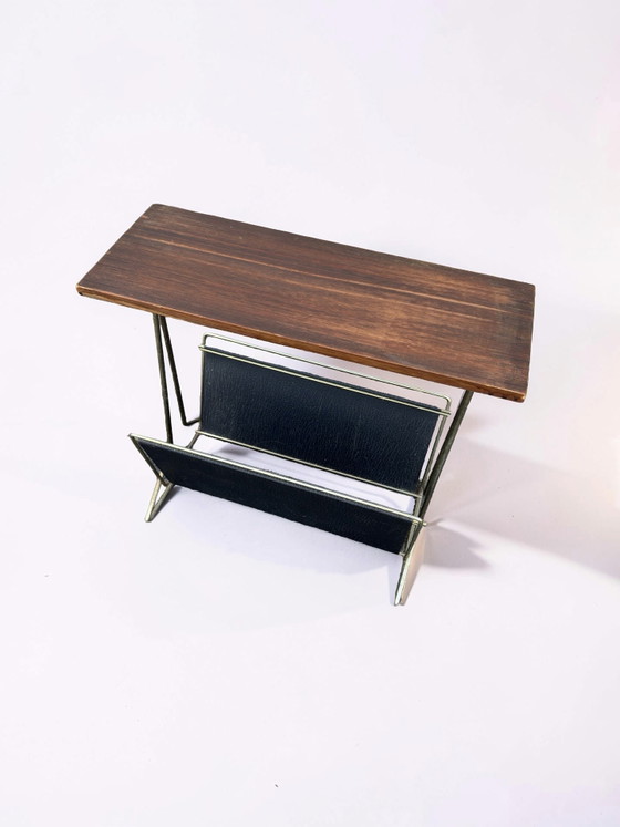 Image 1 of Vintage side table with magazine rack