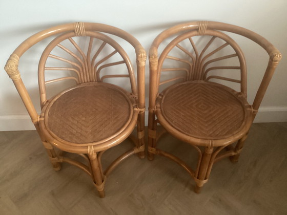 Image 1 of Set da bistrot in rattan e bambù, set da balcone, set da palma Tete a Tete