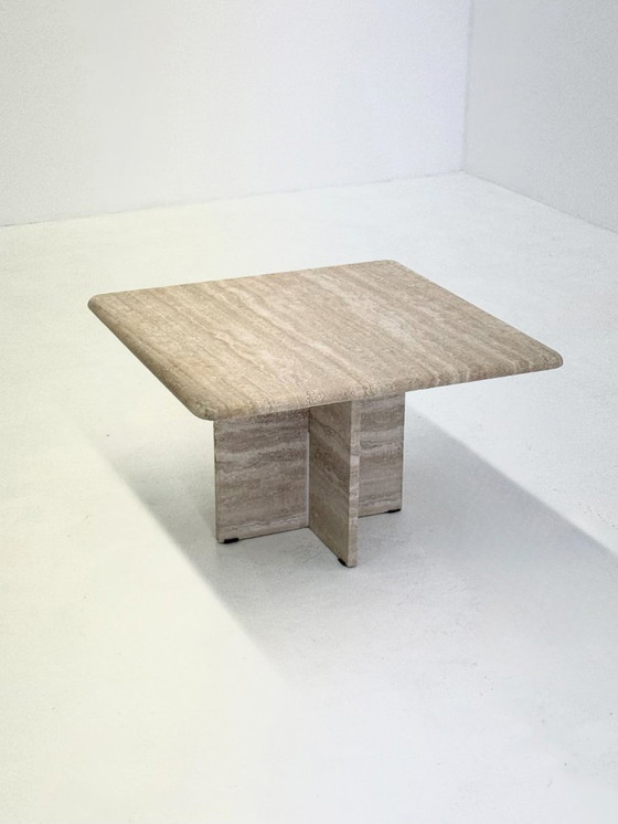 Image 1 of Tavolino da caffè quadrato in travertino vintage