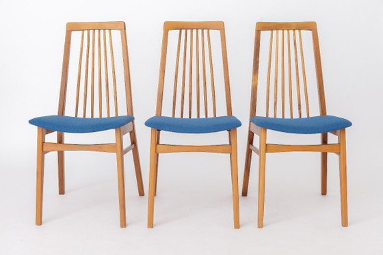 Set of 6 German Dining Chairs, 1960s | Solid Beech Mid-Century Chairs | Newly Upholstered – Textile (photo 4 of 10)