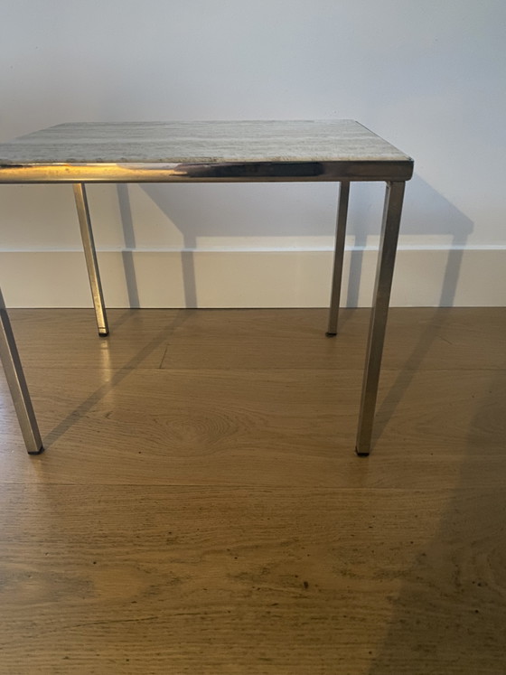 Bijzettafeltje vintage travertin chroom – Metal, Chrome (photo 5 of 5)