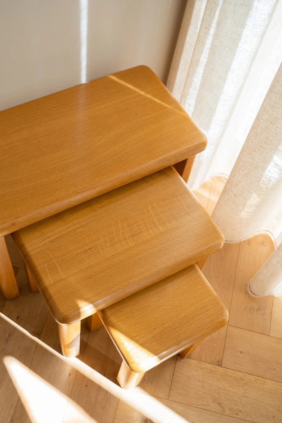 Image 1 of Vintage brutalist 60s/70s oak nesting tables