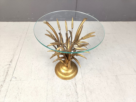 Image 1 of Vintage Gilt Metal Sheaf Of Wheat Side Table, 1960S  