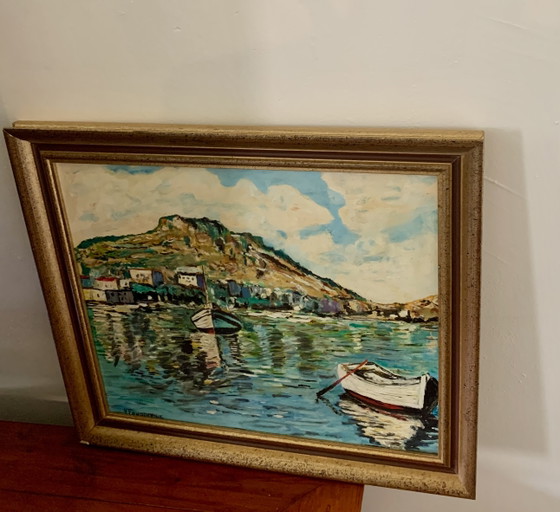 Sète - View of Mont Saint-Clair - 1970s - V. Fonquernie - Henri Portal Gallery – Paintings & Drawings, Wood (photo 2 of 15)