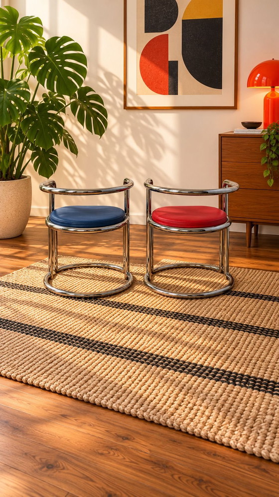 Salon Bauhaus vintage, Fauteuils, Verre, Chrome, Noir (photo 8 sur 14)