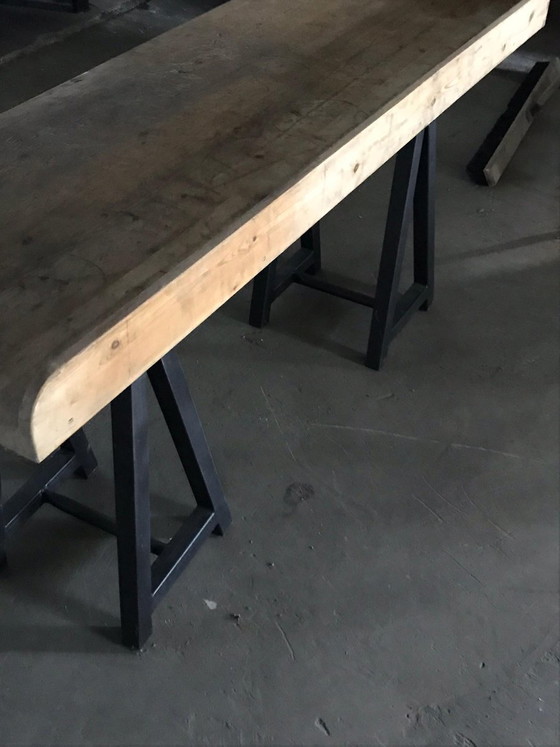 Mesa de trabajo de bloque de carnicero húngaro industrial antiguo – Accesorios de cocina, Metal, Industrieel (photo 6 of 7)