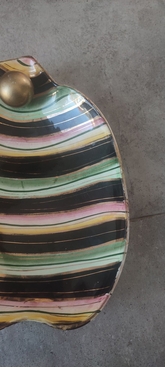 Vintage Ceramic Dish Hubert Bequet Quaregnon Gilded - N°477, Crockery, Multi Color (photo 9 of 15)