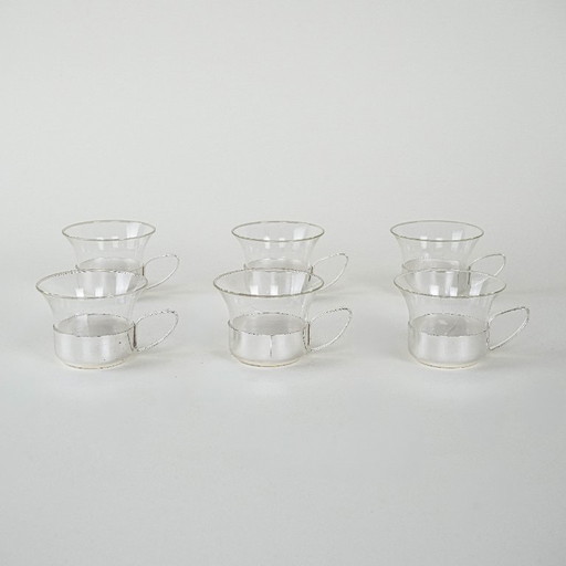 Set of glass cups, Italian design, 1980s, production: Italy