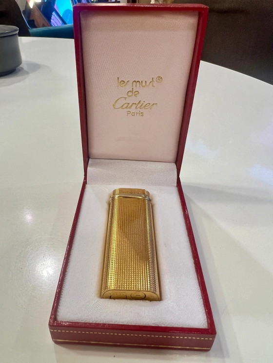 Original Vintage Cartier Gold-Plated Lighter with Trinity Band from 1983, with Certificate, Original Box, (photo 6 of 10)