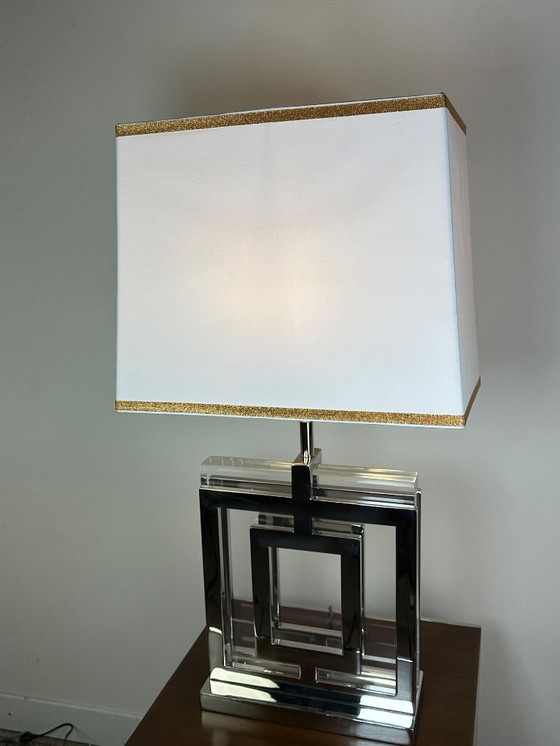 Image 1 of Lamp in art-decostijl van verchroomd aluminium en altuglas, jaren 2000.