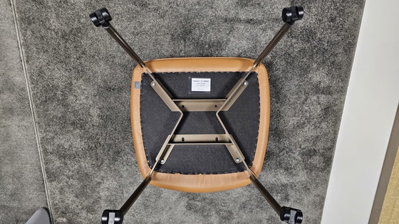 Image 1 of 6x leolux gyon eetkamerstoel laag tour; bek binnenleidingzijde/ buitenzijde = 19427 noli 272 oliva; onderstel epoxy