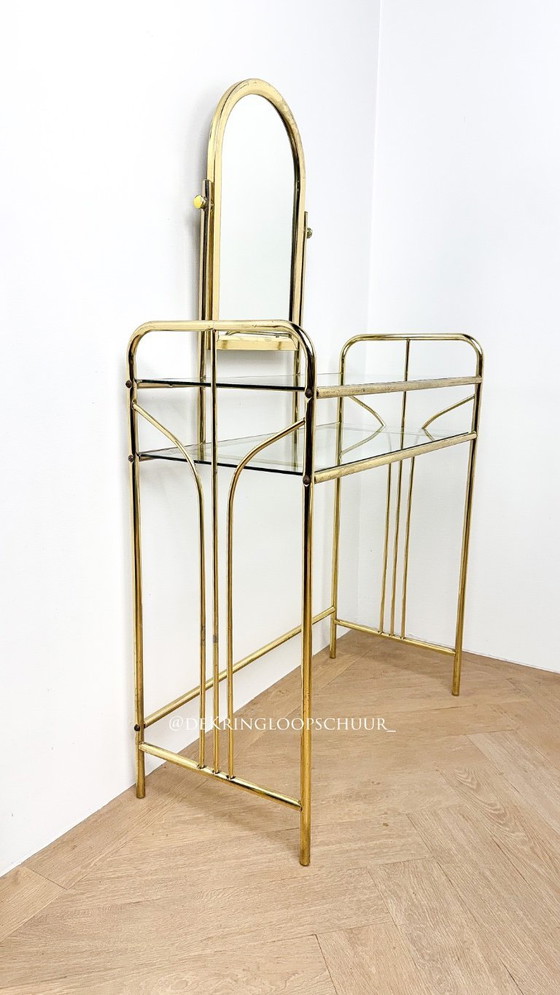 Image 1 of Messing Hollywood Regency Kaptafel met stoel 