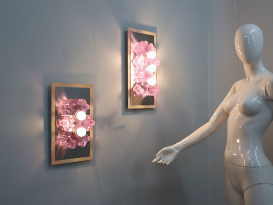 Image 1 of Sculptural Poliarte Murano Glass Wall Sconces 1970s, Set of 2