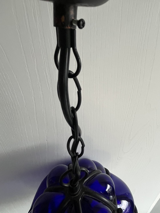 Image 1 of Lampada vetro soffiato blu Murano 