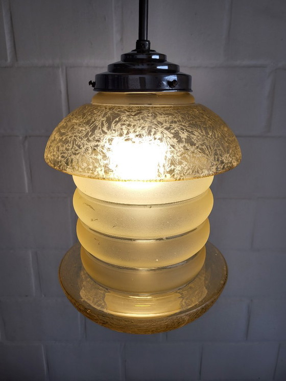 Lampada a sospensione in vetro uranio o annagreen, modello raro, Art Déco – Lampade a sospensione, Glass (photo 2 of 12)