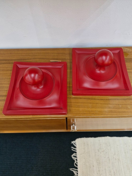 Image 1 of Vintage coat rack hooks red space age