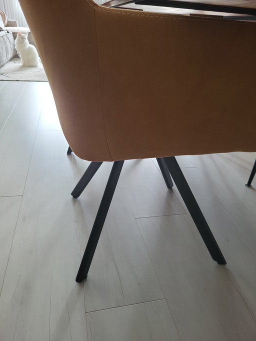 esstischstühle drehbar 180gr alcantara stoff in camel farbe