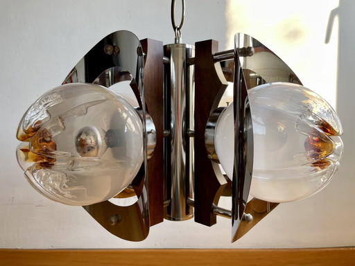 Lampe suspendue Mazzega Murano de l'ère spatiale