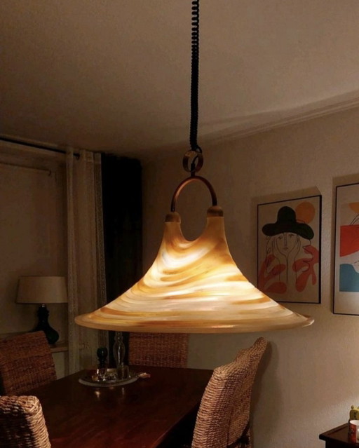 XXL Space Age hanglamp (64 cm) – Acryl – Verzamelobject uit de jaren 70, Mid Century – hanglampen, Metal, Plastic