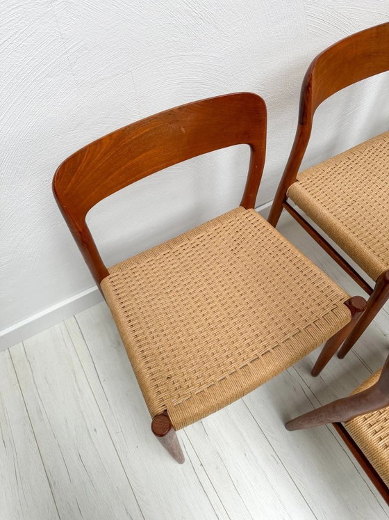 Image 1 of Set di 6 sedie da pranzo vintage n. 75 in teak di Niels O. Møller per J.L. Møllers Møbelfabrik, design danese, anni '50