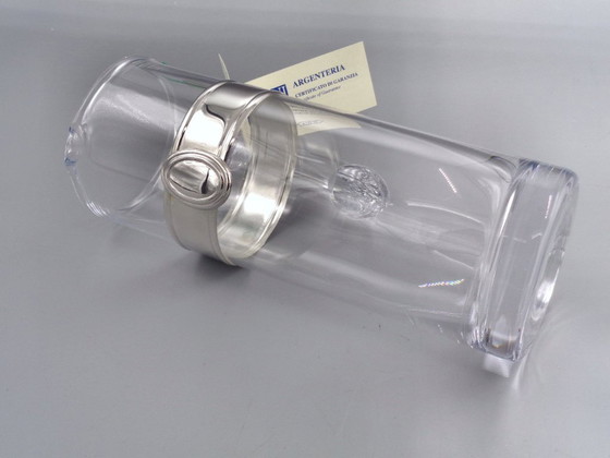 Image 1 of Karaf van geblazen glas met een band van 925 zilver.