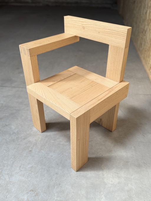 In style of Rietveld Steltman wooden chair