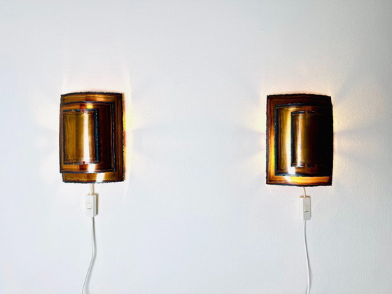 Image 1 of Brutalistische mehrschichtige Wandlampen von Svend Aage Holm-Sørensen für Holm-Sørensen & Co, Dänemark, 1960er Jahre