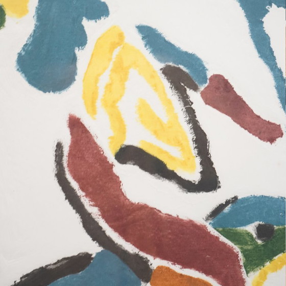 Image 1 of Ansgar Elde, monotype gravure en houtsnede van een monotype voor Il Bostrico, jaren 1990