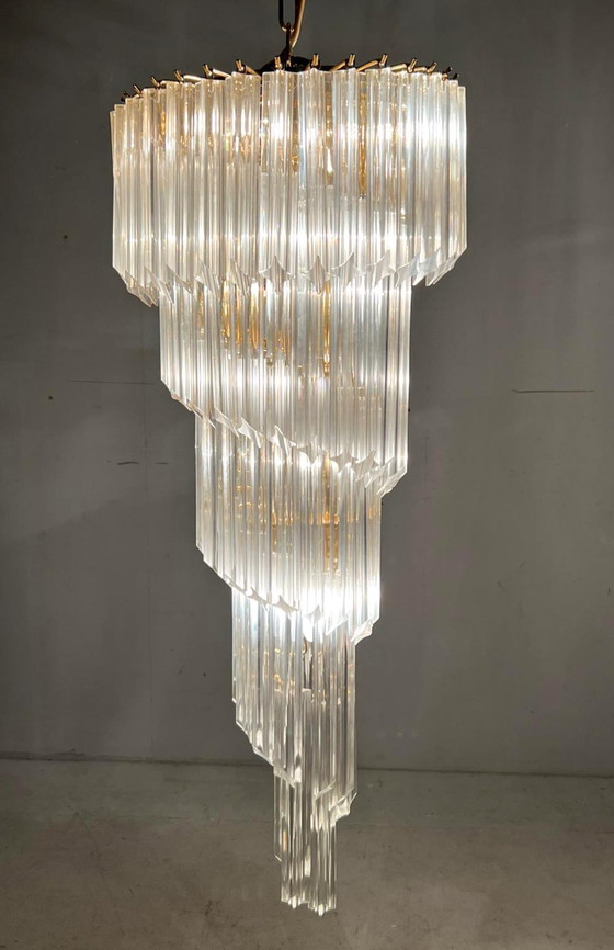 Image 1 of  Gran araña/lámpara de techo de Paolo Venini, cascada, cristal de Murano, Italia, años 70