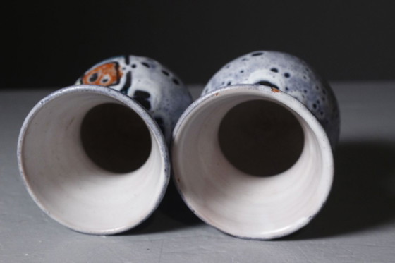Marius Bessone in Vallauris - Pair of vases with geometric decoration, France, 1950s – Ceramic (photo 9 of 10)