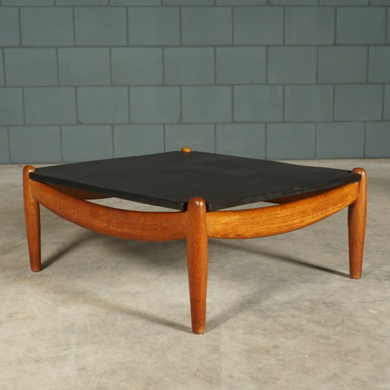 Vintage Oak Coffee Table – Carl Straub – 1960s – Wood, Ceramic (photo 4 of 11)