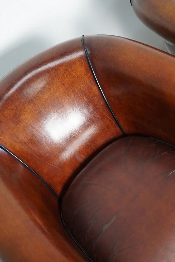 Image 1 of Poltrone club olandesi vintage in pelle color cognac, set da 2