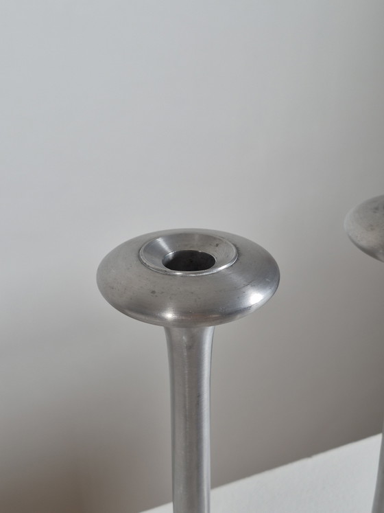 Pair of vintage postmodern Candle holders Ikea Kägla Carl Öjerstam – Aluminium (photo 5 of 15)