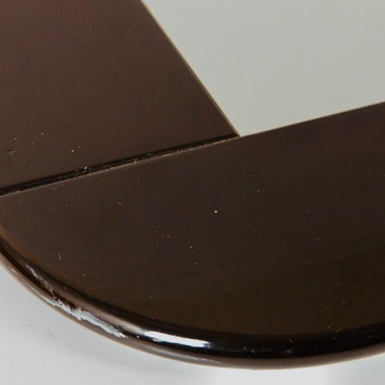 1x Specchio Quadrato Minimalista Moderno Italiano, Cornice Laccata Marrone Scuro, Anni '80 – Vetro (photo 5 of 8)