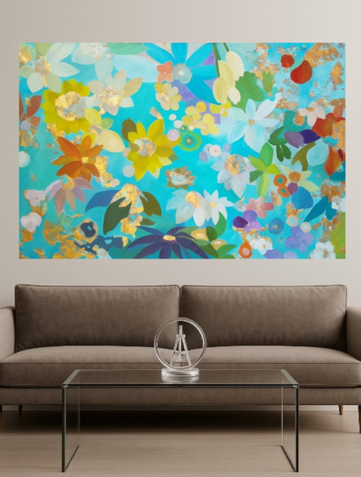 #Fields 147x97cm – schilderijen tekeningen, Gold, Canvas