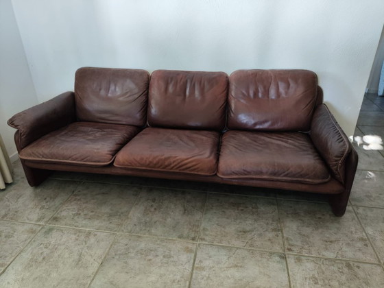 Image 1 of Ensemble de salon vintage De Sede - canapé 3 places + 2 fauteuils - cuir de buffle épais - 1970