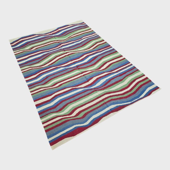 Bridget Riley Cataract 3 Handwoven Wool Tapestry | Op Art | Wool on Cotton | 96.4 × 68.9 in – Rugs & carpets (photo 6 of 9)