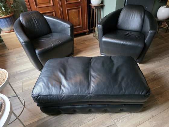 Image 1 of 2 x Enzo Luca Archchairs & Lederhocker