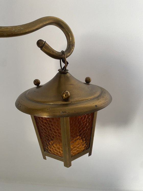 Image 1 of Lanterna da parete in rame antico Art Déco in stile Scuola di Amsterdam.