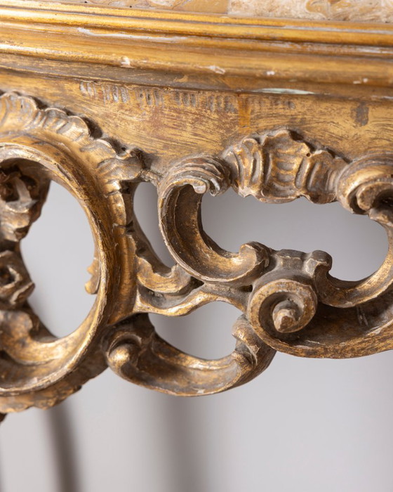 Antique classic style console table in wood decorated with mirror from the late 19th century, Gold (photo 16 of 21)