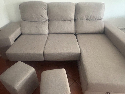 Sofá chaise longe gris