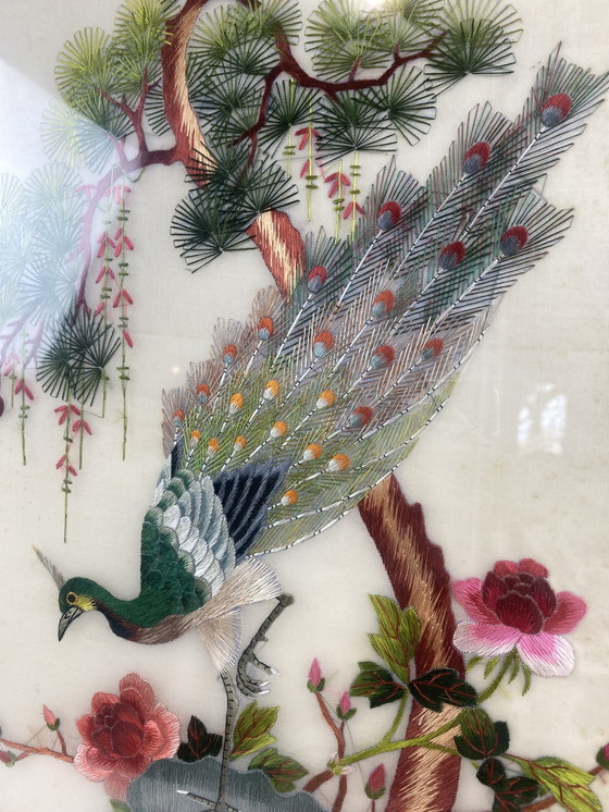 Image 1 of Antieke zijden draadschildering