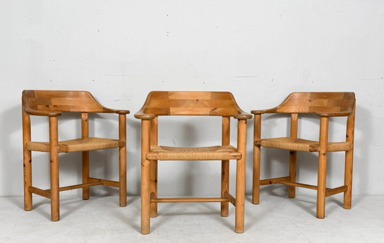 Image 1 of Rainer Daumiller & Poultries Pedersen für Grammrode 4 Stühle / Esszimmerstühle, Kiefer, Papierkordel, 1970er Jahre, Dänemark
