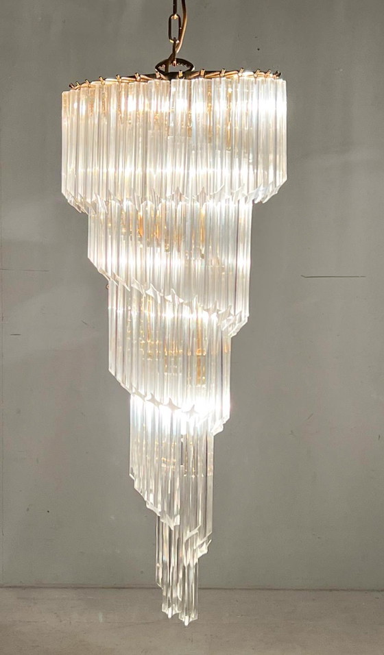 Image 1 of  Gran araña/lámpara de techo de Paolo Venini, cascada, cristal de Murano, Italia, años 70