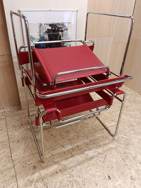 Image 1 of KNOLL Studio Set van 2 WASSILY B3 fauteuils (NIEUW) in rood leer