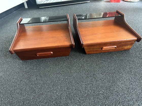 Vintage Teak Floating Nightstands, Webe, Wood, Brown (photo 2 of 13)